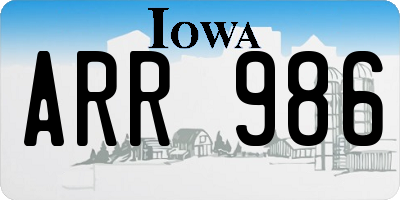 IA license plate ARR986