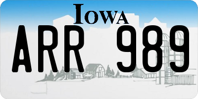 IA license plate ARR989