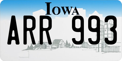 IA license plate ARR993