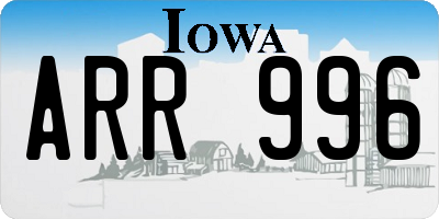 IA license plate ARR996