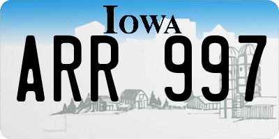IA license plate ARR997