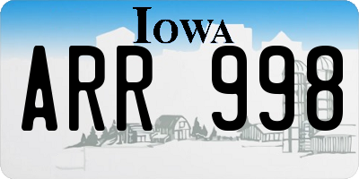 IA license plate ARR998