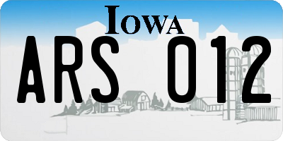 IA license plate ARS012
