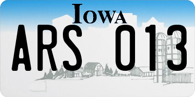 IA license plate ARS013