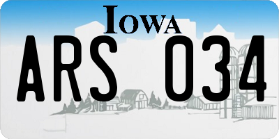 IA license plate ARS034