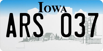 IA license plate ARS037