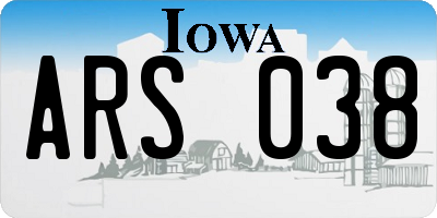 IA license plate ARS038