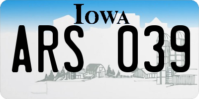 IA license plate ARS039
