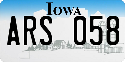 IA license plate ARS058