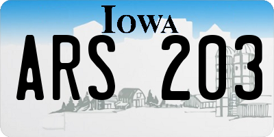 IA license plate ARS203