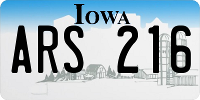 IA license plate ARS216