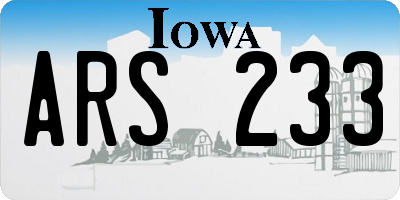 IA license plate ARS233