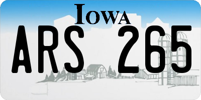 IA license plate ARS265