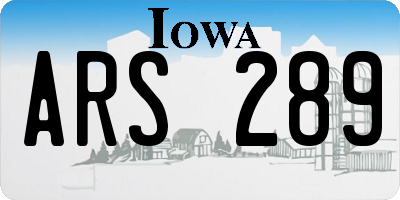 IA license plate ARS289