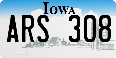 IA license plate ARS308