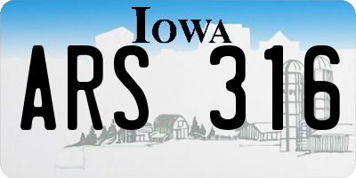 IA license plate ARS316