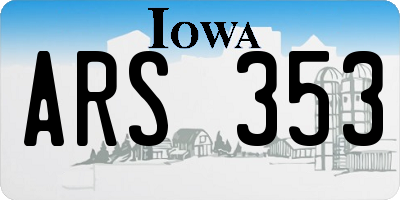 IA license plate ARS353
