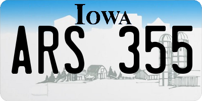 IA license plate ARS355