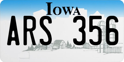 IA license plate ARS356