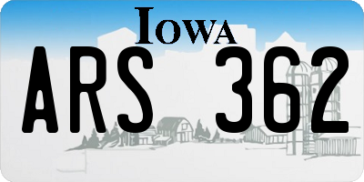 IA license plate ARS362