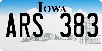 IA license plate ARS383