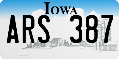 IA license plate ARS387
