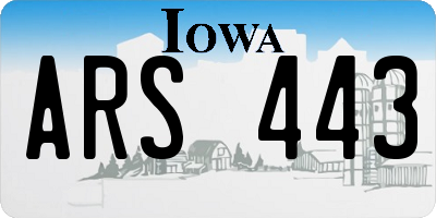 IA license plate ARS443