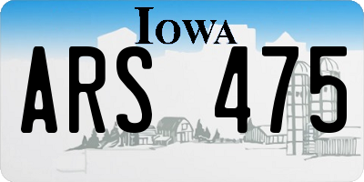 IA license plate ARS475