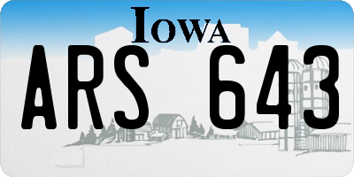 IA license plate ARS643