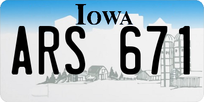 IA license plate ARS671