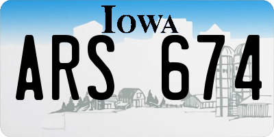 IA license plate ARS674