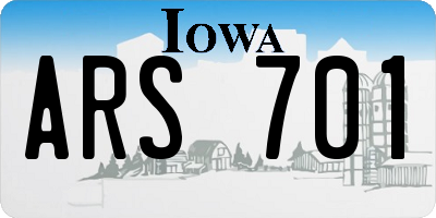 IA license plate ARS701