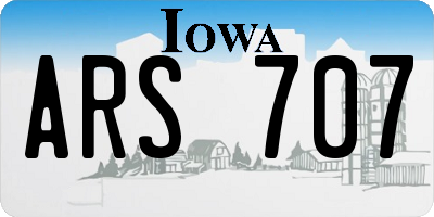 IA license plate ARS707