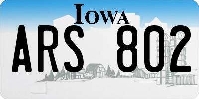 IA license plate ARS802