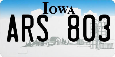 IA license plate ARS803