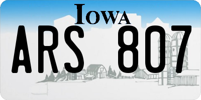 IA license plate ARS807