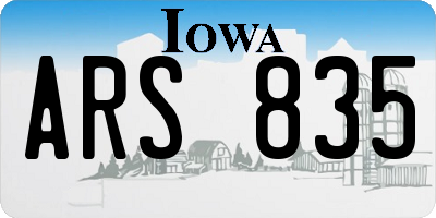 IA license plate ARS835