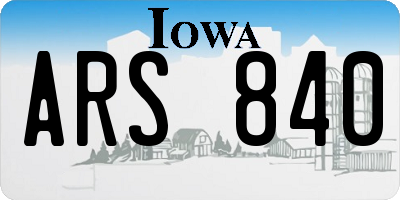 IA license plate ARS840