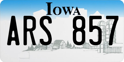 IA license plate ARS857