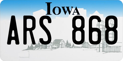 IA license plate ARS868
