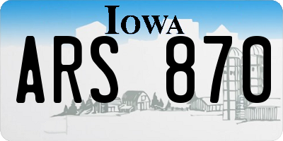 IA license plate ARS870