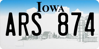 IA license plate ARS874
