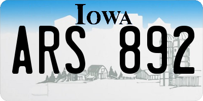IA license plate ARS892
