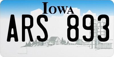 IA license plate ARS893