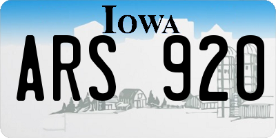 IA license plate ARS920