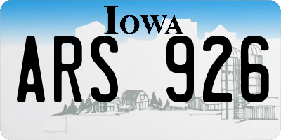 IA license plate ARS926