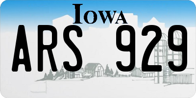 IA license plate ARS929