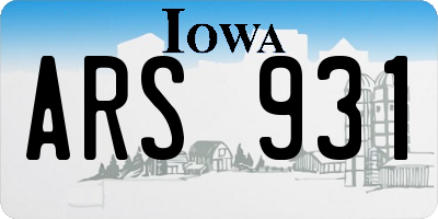 IA license plate ARS931