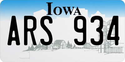 IA license plate ARS934