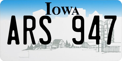 IA license plate ARS947